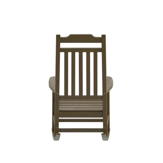 Merrick Lane Hillford Poly Resin Indoor/Outdoor Rocking Chair Mahogany {4}