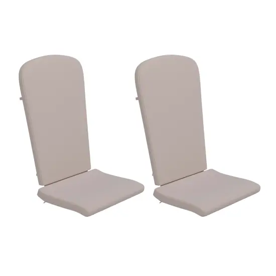 Merrick Lane Riviera Set Of 2 Indoor/Outdoor High Back Adirondack Chair Cushions with Elastic Strap and Water Resistant Covers Cream {1}