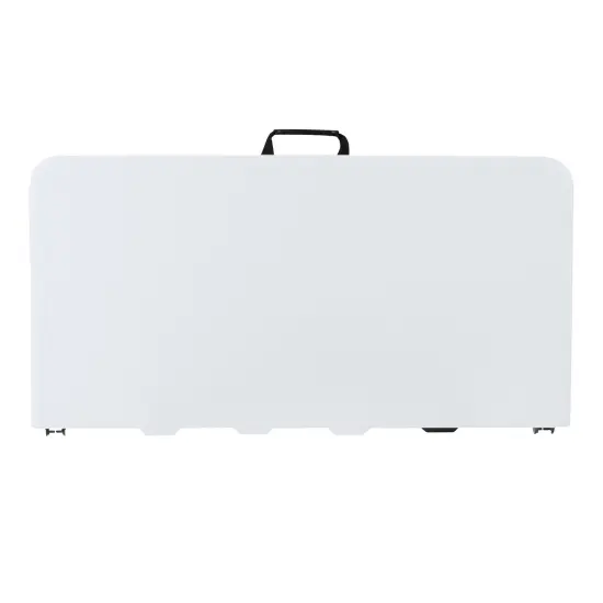Emma and Oliver 2.79-Foot Square Bi-Fold Plastic Folding Table with Carrying Handle Granite White {5}