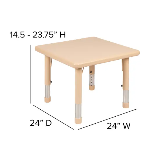 Emma and Oliver 24" Square Plastic Height Adjustable Activity Table Blue {10}
