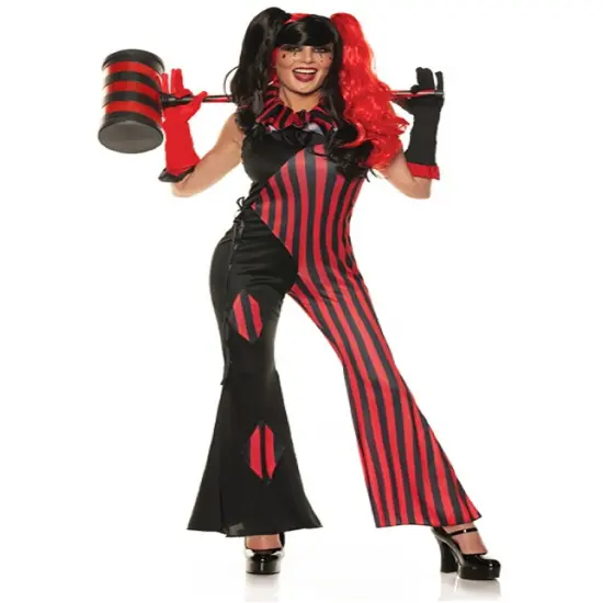 Women's Black And Red Circus Harlequin Misfit Costume {1}