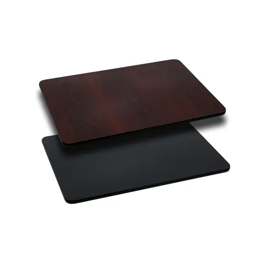 Emma and Oliver 24"x30" Rectangular Table Top with Reversible Laminate Top Black/Mahogany {1}