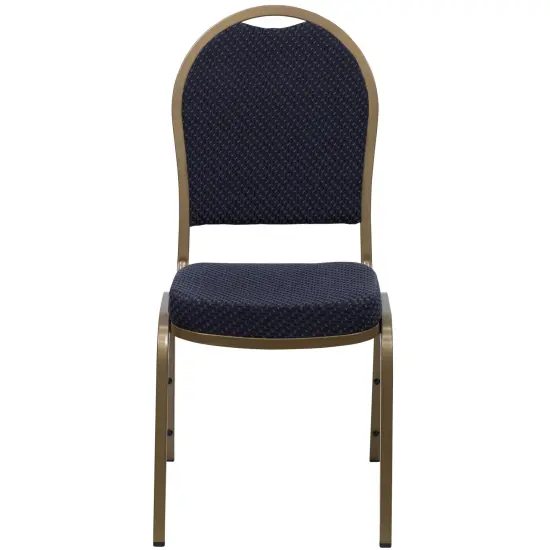 Emma and Oliver Dome Back Stacking Banquet Dining Chair NavyFab/Gold {3}