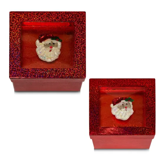 Hologram Gift Box Set with Decorative Santa Sequin Applique/Patch {1}