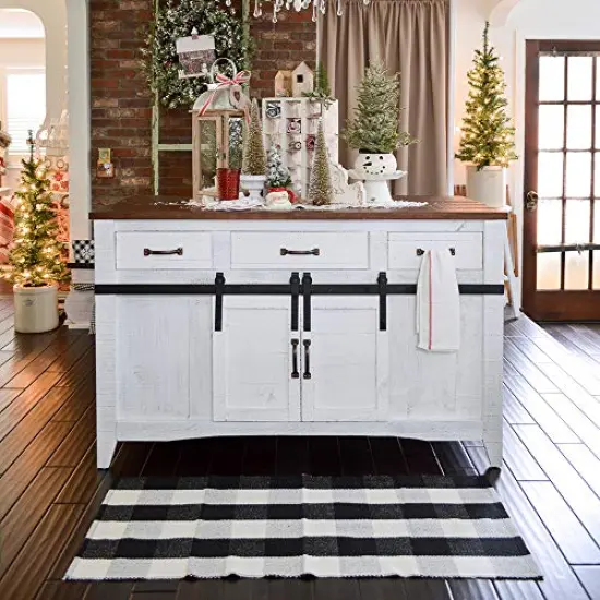 Buffalo Plaid Outdoor Rug, 27.5'' x 43'' Black and White Check Indoor/Outdoor Area Rugs, Layering Rug for Hello/Welcome Door Mat, Washable Cotton Woven Farmhouse Mat for Fall Front Porch D&eacute;cor {4}