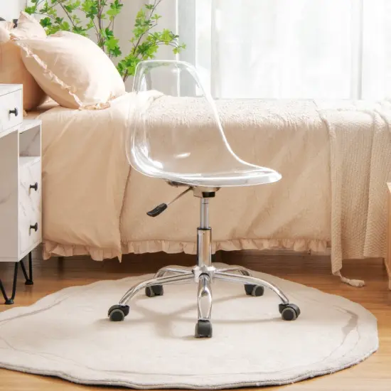 Swivel Acrylic Armless Adjustable Height Office Chair {4}