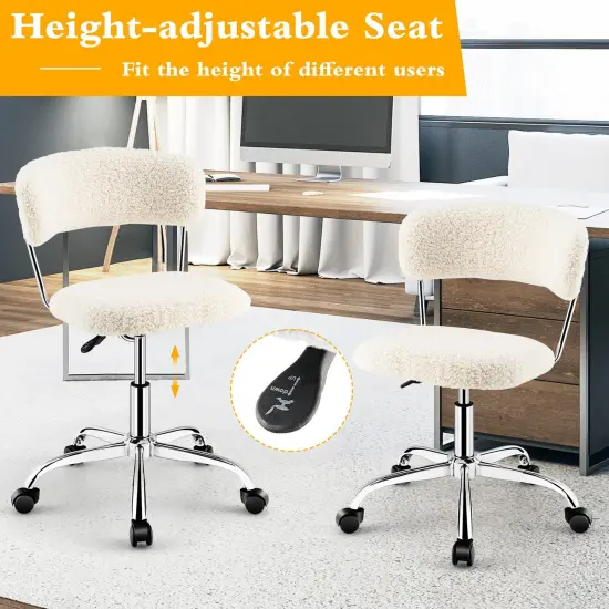 Computer Desk Chair Adjustable Sherpa Office Chair Swivel Vanity Chair {6}