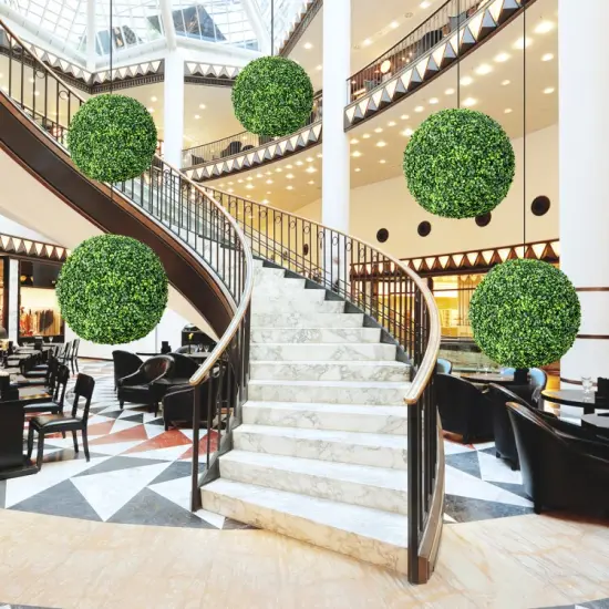 2 Pieces Artificial Boxwood Topiary UV Protected Indoor-Outdoor Balls {6}