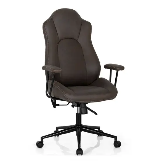 High Adjustable Back Executive Office Chair with Armrest-Brown {1}