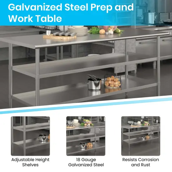 Emma and Oliver NSF Certified Stainless Steel 18 Gauge Work Table with 2 Undershelves {2}