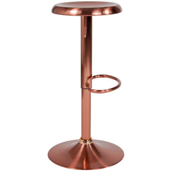Merrick Lane Audrey Retro Style Height Adjustable Barstool with Footrest Gold {9}