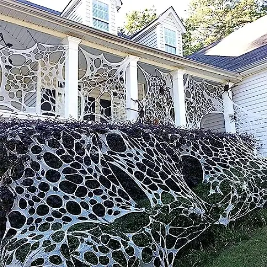 JOYSELLER Spider Web Halloween Decorations Outdoor, Stretchy 450 sqft Halloween Spider Web, Cut-Your-Own Flexible Spider Webbing for Halloween Decor (Spiders Not Included) {3}