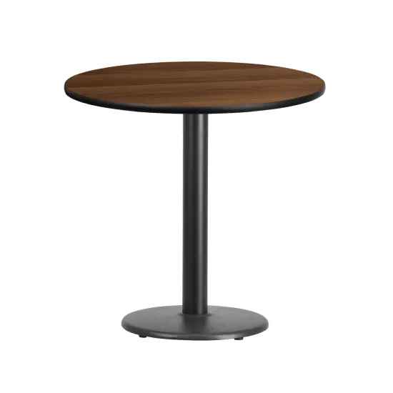 Emma and Oliver 30" Round Laminate Table Top with 18" Round Table Height Base Black {4}