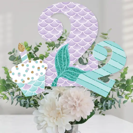 Big Dot of Happiness 2nd Birthday Let's Be Mermaids - Second Birthday Party Centerpiece Sticks - Table Toppers - Set of 15 {1}