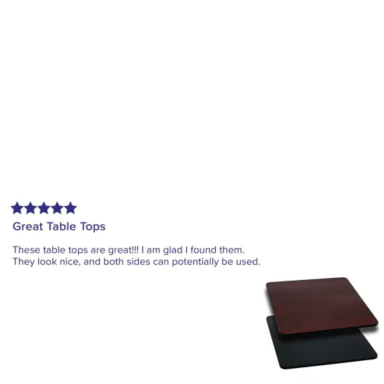 Emma and Oliver 24" Square Table Top with Reversible Laminate Top Black/Mahogany {3}
