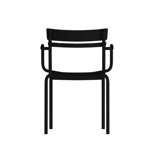 Emma and Oliver Rennes Powder Coated Steel Stacking Dining Chair with Arms and 2 Slat Back for Indoor-Outdoor Use {4}