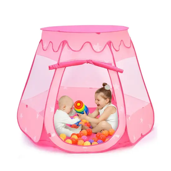 Pink Portable Kid Play House Play Tent with 100 Balls {1}