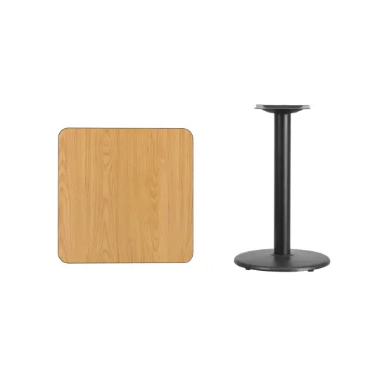 Emma and Oliver 24" Square Laminate Table Top with 18" Round Table Height Base Natural {3}