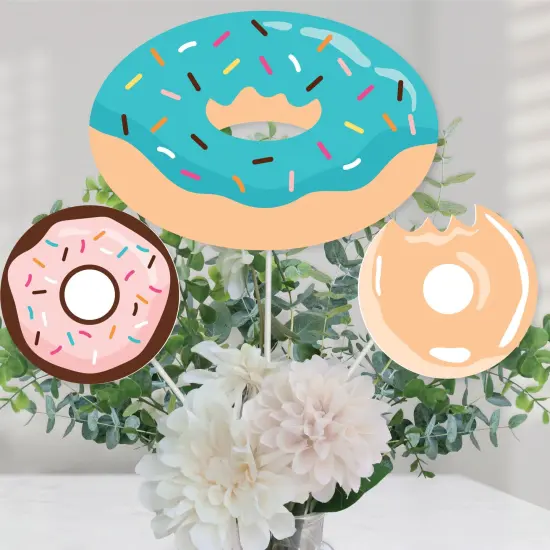 Big Dot of Happiness Donut Worry, Let's Party - Doughnut Party Centerpiece Sticks - Table Toppers - Set of 15 {1}