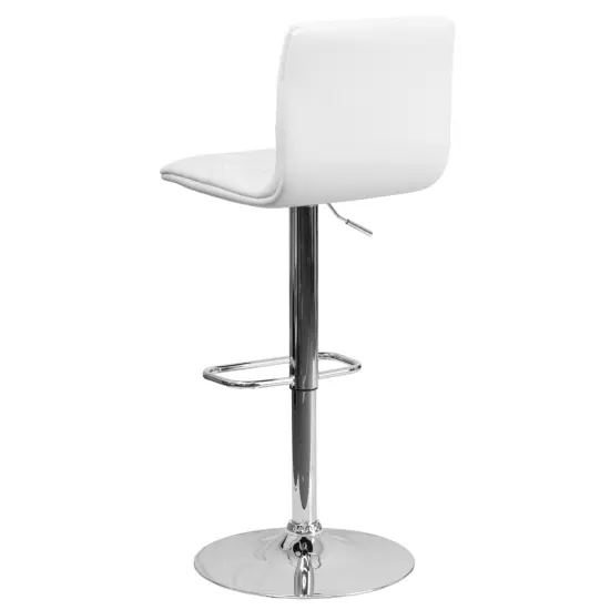Emma and Oliver 2 Pack Contemporary Button Tufted Vinyl Adjustable Height Barstool with Chrome Base White {4}
