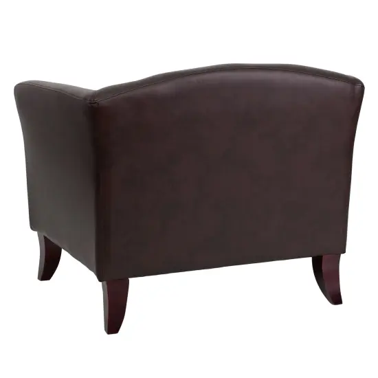 Emma and Oliver LeatherSoft Living Room/Reception Chair with Cherry Wood Feet Brown {3}