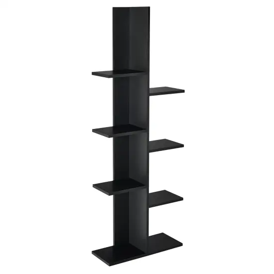 Costway 8-shelf Bookcase Freestanding Tree shelf Display Storage Stand Black\White {7}