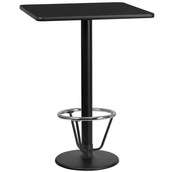 Emma and Oliver 24" Square Laminate Bar Table with 18" Round Foot Ring Base Natural {3}