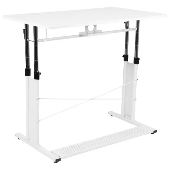 Emma and Oliver Height Adjustable (27.25-35.75"H) Sit to Stand Home Office Desk Black {9}