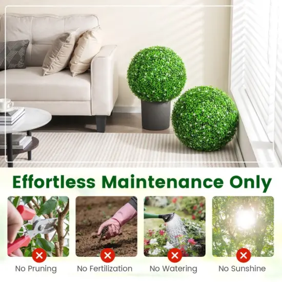 2 PCS Holly Artificial Topiary Balls 19.5 Inch Faux Boxwood Balls {5}