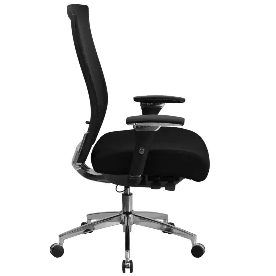 Emma and Oliver 24/7 300 lb. Rated High Back Swivel Seat Slider Lumbar Ergonomic Office Chair Black Fabric/Mesh {4}