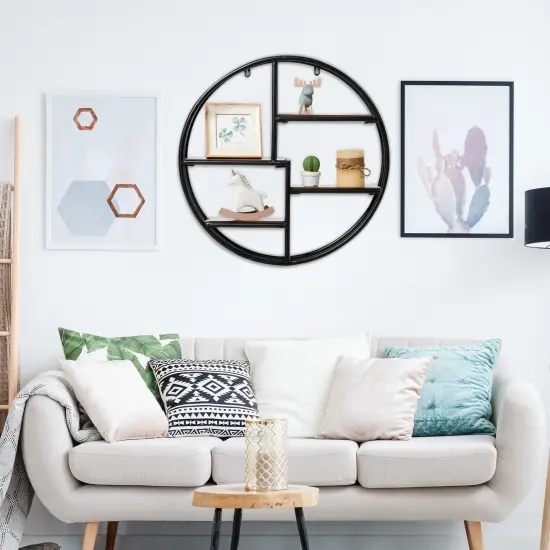 Hanging Storage Shelf Circular Wall-Mounted 4-Tier Rack {6}