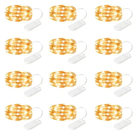 12 Pack Fairy Lights Battery Operated String Lights, 7ft 20 Led Waterproof Copper Wire Firefly Starry for DIY Wedding Party Bedroom Christmas (Warm White) {2}