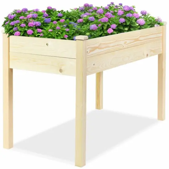 Wooden Raised Vegetable Garden Elevated Grow Vegetable Planter {3}
