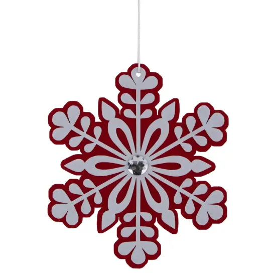 Northlight Peppermint Snowflake Christmas Ornament with Gem - 10" - Red and White {1}