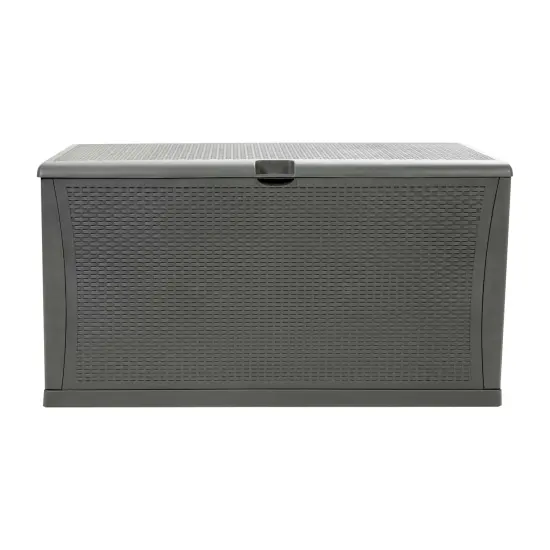 Merrick Lane 120 Gallon Weather Resistant Outdoor Storage Box for Decks, Patios, Poolside and More Black {8}