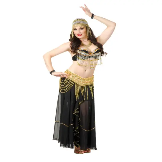 WomensBlack And Gold Arabian Jeweled Beaded Belle Dancer Bra Costume {1}
