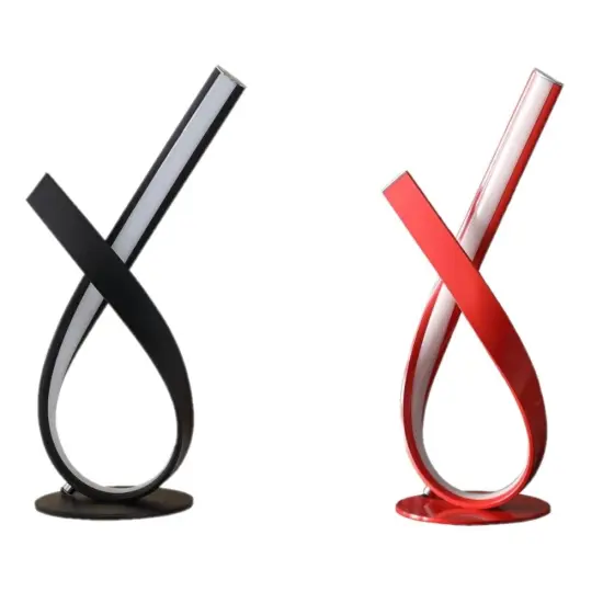 Yeah Depot 17" Abstract Upright Ribbon Bow LED Metal Table Lamp Black {5}