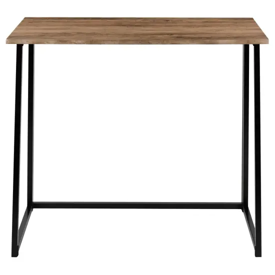 Merrick Lane Oakdale Folding Computer Desk with Wood Grain Finish Top and Folding Metal Legs Rustic {3}
