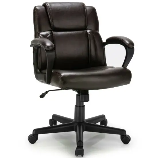 Adjustable Leather Executive Office Chair Computer Desk Chair with Armrest {1}