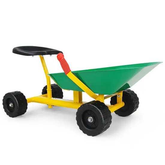 8" Carbon Steel Kids Ride-On Sand Dumper with 4 Wheels and Non Slip Handle Red {7}
