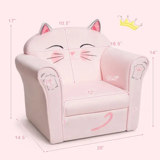 Kids Cat Armrest Couch Upholstered Sofa {3}