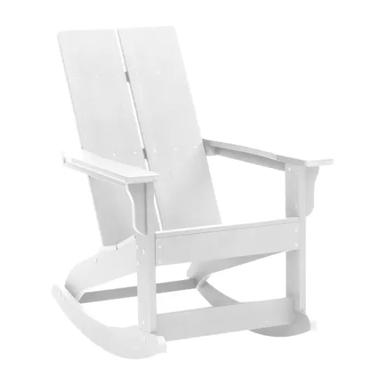 Merrick Lane Wellington UV Treated All-Weather Polyresin Adirondack Rocking Chair for Patio, Sunroom, Deck and More Black {8}