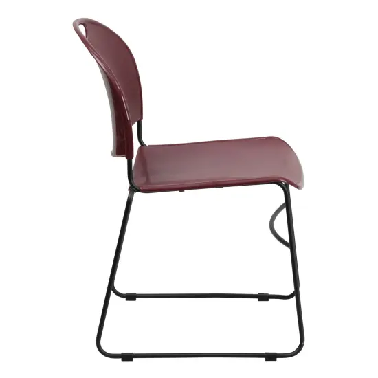 Emma and Oliver Ultra-Compact School Stack Chair - Office Guest Chair/Student Chair BurgundyPlast/Black {5}