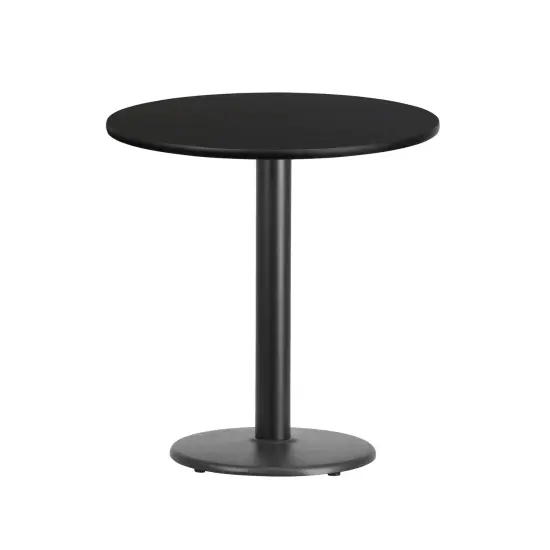 Emma and Oliver 24" Round Laminate Table Top with 18" Round Table Height Base Black {1}