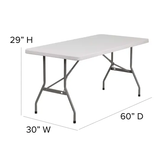 Emma and Oliver 5-Foot Plastic Folding Table Granite White {4}