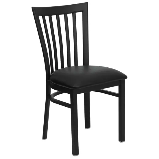 Emma and Oliver School House Back Metal Restaurant Dining Chair BlackVYL/BlackMetal {1}