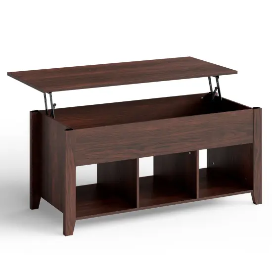 Lift Top Coffee Table with Storage Lower Shelf Brown {2}
