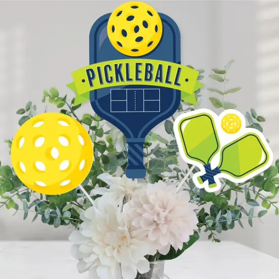 Big Dot of Happiness Let&rsquo;s Rally - Pickleball - Birthday or Retirement Party Centerpiece Sticks - Table Toppers - Set of 15 {1}