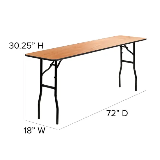 Emma and Oliver 6-Foot Rectangular Wood Folding Training / Seminar Table with Smooth Clear Coated Finished Top Natural {4}