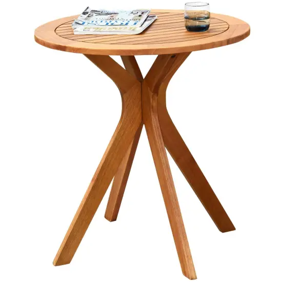 27 InchOutdoor Round Solid Wood Coffee Side Bistro Table {6}